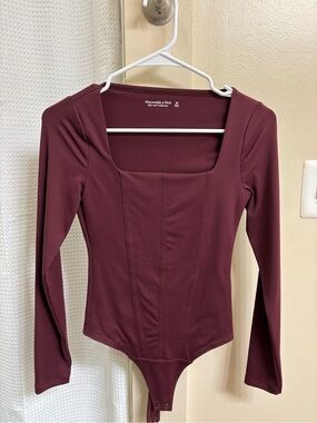 Abercrombie & Fitch Burgundy Long Sleeve Square Neck Bodysuit